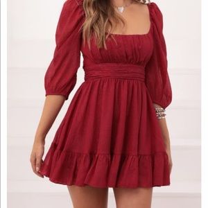 Lucy In The Sky - Neia Ruffle Dress Burgundy